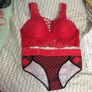 Victoria’s Secret pink bra and panty set medium